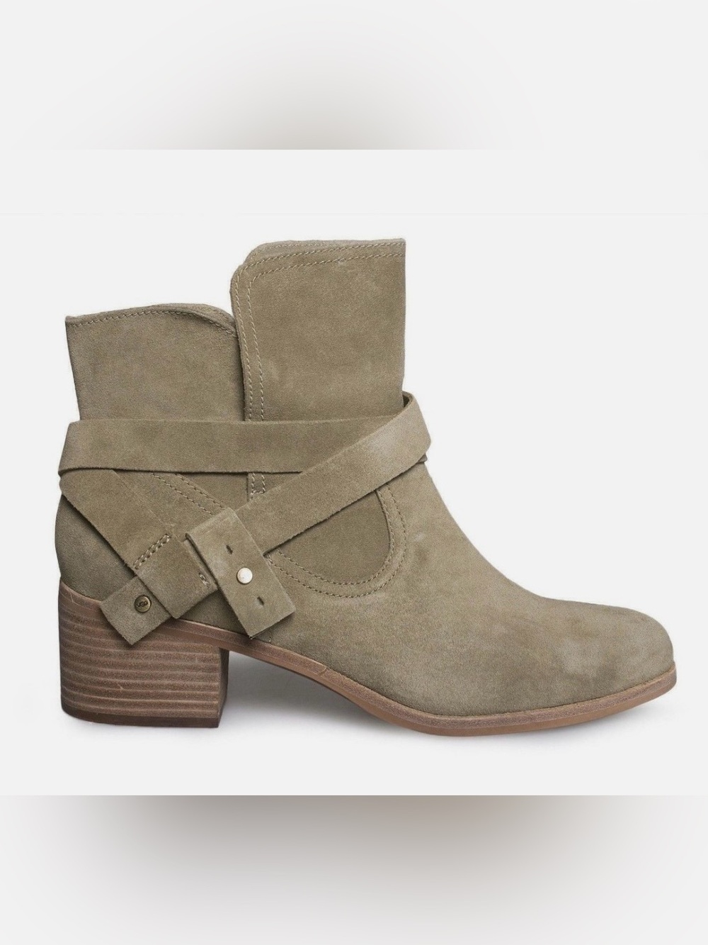 UGG ELORA ANTILOPE LEATHER WATERPROOF STACKED HEEL WOMEN'S BOOTS, 8.5